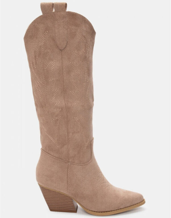 Suede Cowboy Boots Beige
