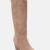 Suede Cowboy Boots Beige