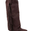 Suede Fringe Cowboy Boots Brown